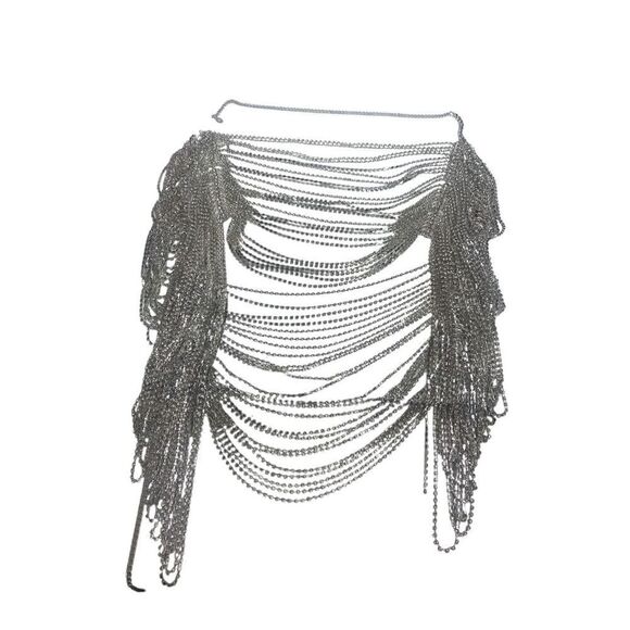 8 OTHER REASONS Embellished Mini Skirt in Silver (READ) - Picture 3 of 5